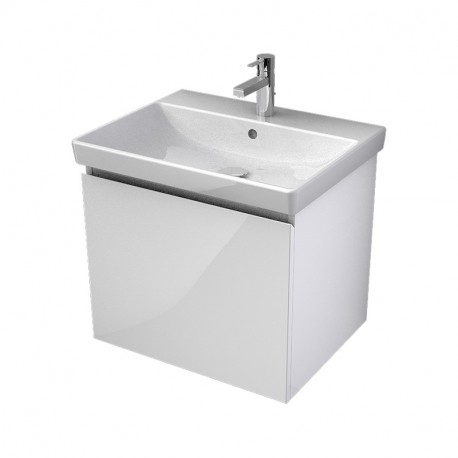 MYBATH MyVento závesná skrinka s keramickým umývadlom 60 cm biela vysoký lesk