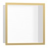 HANSGROHE XtraStoris Individual výklenok do steny matná biela s designovým rámom 300 x 300 x 100 mm leštený vzhľad zlata 560999