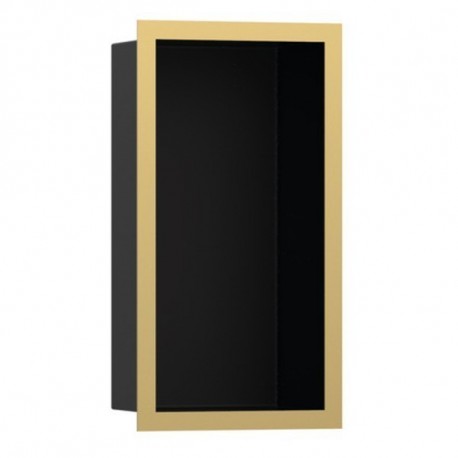 HANSGROHE XtraStoris Individual výklenok do steny matná čierna s designovým rámom 300 x 150 x 100 mm leštený vzhľad zlata 56095
