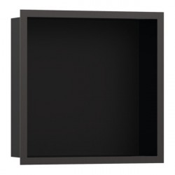HANSGROHE XtraStoris Individual výklenok do steny matná čierna s designovým rámom 300 x 300 x 100 mm kartáčovaný čierny chróm 5