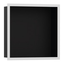 HANSGROHE XtraStoris Individual výklenok do steny matná čierna s designovým rámom 300 x 300 x 100 mm matná biela 56098700