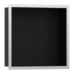 HANSGROHE XtraStoris Individual výklenok do steny matná čierna s designovým rámom 300 x 300 x 100 mm kartáčovaná nerez 56098800