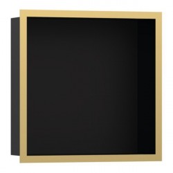 HANSGROHE XtraStoris Individual výklenok do steny matná čierna s designovým rámom 300 x 300 x 100 mm leštený vzhľad zlata 56098