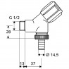 SCHELL Comfort 1/2"-3/4" ventil výtokový šikmý práčkový s klapkou chróm 033860699
