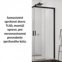 SANSWISS TOP-LINE S Black 75 cm sprchové dvere 2-dielne pravé, pre rohový vstup, čierna matná, číre sklo AquaPerle TLSD0750607