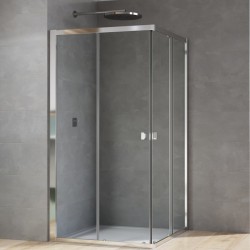 SANSWISS Arelia sprchový kút 70 x 70 x 190cm, rohový vstup, posuvné dvere, strieborná leštená číre sklo s AquaPerle D20SE207040