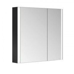 KEUCO Somaris skrinka zrkadlová 80 x 71 x 12,7 cm 2-dvierka (asymetrické), s vyhrievaním, s osvetlením, čierny matt 1450237221