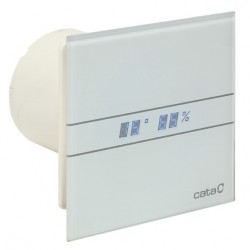 CATA E-100 GTH kúpeľňový ventilátor s časovačom a vlhkomerom, sklo, biely, 00900200