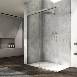 SANSWISS CADURA Walk-In sprchová stena 120 upevnenie vľavo, s posuvnými dverami, aluchróm, číre sklo s AquaPerle CAW2G1205007