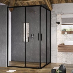 Ravak Blix Slim sprchové dvere š.900 mm, posuvné, 1 diel z 2, pre rohový vstup, black+Transparent, X1XM70300Z1