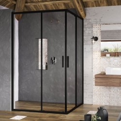 Ravak Blix Slim sprchové dvere š.1200 mm, posuvné, 1 diel z 2, pre rohový vstup, black+Transparent, X1XMG0300Z1