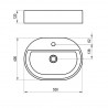 RAVAK CERAMIC umývadlo na dosku, 55x45 cm, s prepadom, s otvorom na batériu, biela XJX01155004