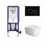 Duravit set WC misa ME by Starck Rimless, sedátko SoftClose, predstenový modul WC SANIT Ineo Plus, tlačítko čierne