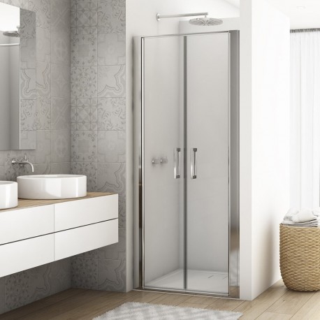 SANSWISS DIVERA sprchové dvere 90 2-krídlové, aluchróm, číre sklo D22T20905007