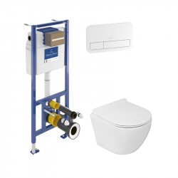 Villeroy & Boch predstenový modul ViConnect Pro S+ WC misa SOGO Rim+ sedátko Slim SoftClose tlačidlo biele 92099600WL01