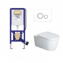 Duravit set WC misa ME by Starck Rimless, sedátko SoftClose, predstenový modul WC SANIT Ineo Plus, tlačítko biele