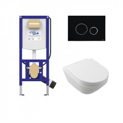 Villeroy & Boch set WC misa ARCHITECTURA TwistFlush (e3), sedátko SoftClose, predstenový modul WC SANIT Ineo Plus, tlačítko čie