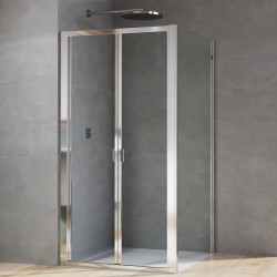 RONAL ARELIA 90 set dvere sprchové zalamovacie + stena bočná strieborná leštená číre sklo s AQP