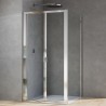 RONAL ARELIA 90 set dvere sprchové zalamovacie + stena bočná strieborná leštená číre sklo s AQP
