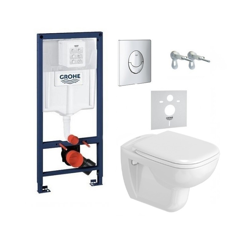 Grohe Rapid SL set predstenovej inštalácie, WC misa a sedátko D-Code SoftClose, tlačítko Skate Air, chróm, 38528001SET+ A453509