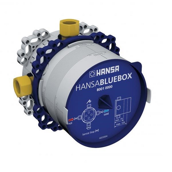 HANSA BlueBox - základné podomietkové teleso G 3/4"s uzatváracími ventilmi, 80010000