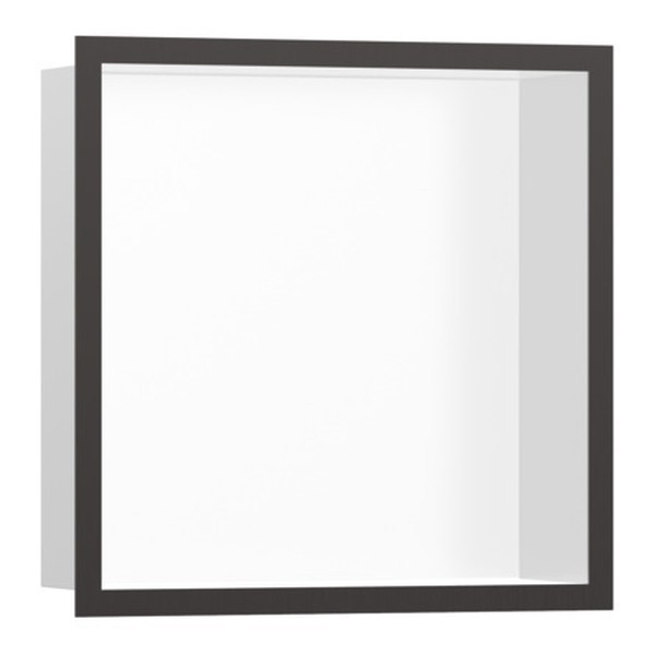 HANSGROHE XtraStoris Individual výklenok do steny matná biela s designovým rámom 300 x 300 x 100 mm kartáčovaný čierny chróm 56