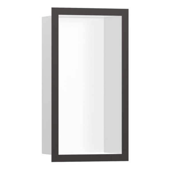 HANSGROHE XtraStoris Individual výklenok do steny matná biela s designovým rámom 300 x 150 x 100 mm kartáčovaný čierny chróm 56