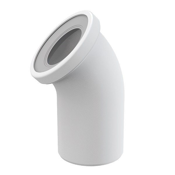 koleno WC 45° s manžetou biele