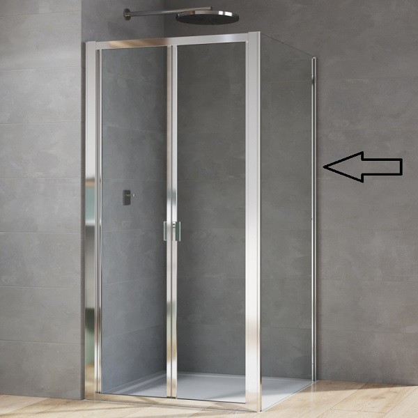 ARELIA D20F1 90 (L/P) v.190cm, strieborná leštená číre sklo s AQP