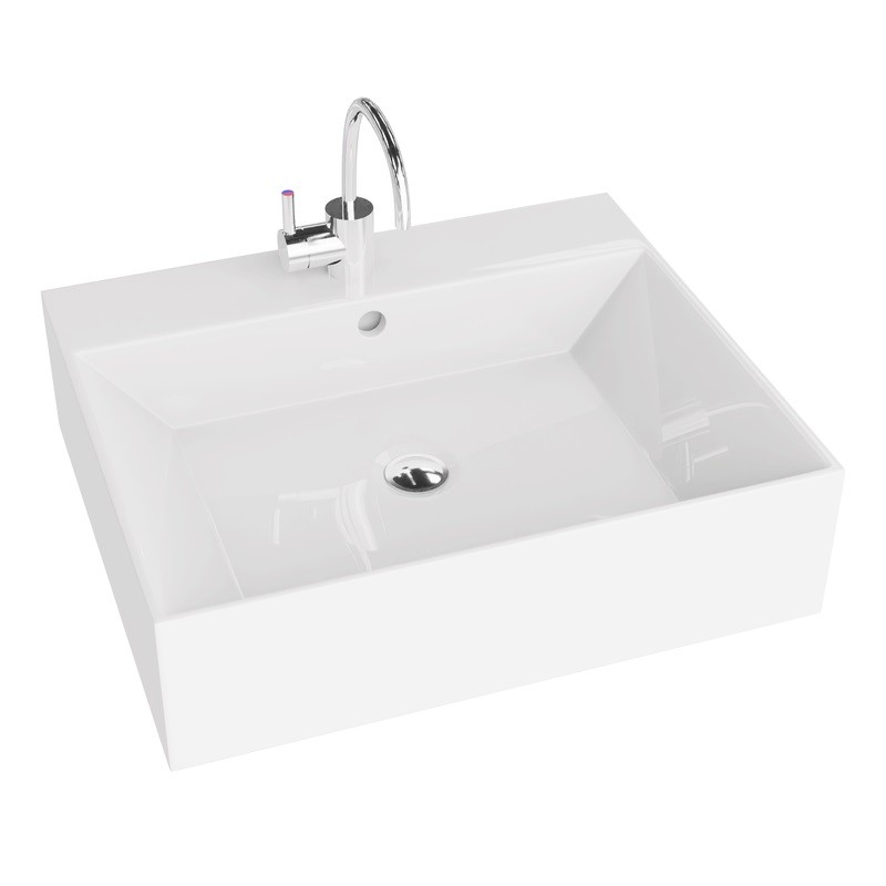 LAVITA VISTA - keramické umývadlo na dosku 52 x 43 cm v s otvorom na batériu s prepadom biele VISTA