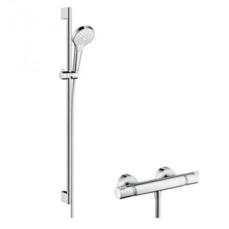 Hansgrohe Croma Select S sprchový set s termostatom Ecostat Comfort a tyčou 0,9m biela/chróm  27014400