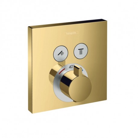 Hansgrohe ShowerSelect termostatická batéria pre 2 spotrebiče k telesu pod omietku leštený vzhľad zlata, 15763990