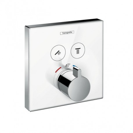 Hansgrohe ShowerSelect Glass termostatická batéria pre 2 spotrebiče k telesu pod omietku biela/chróm,15738400