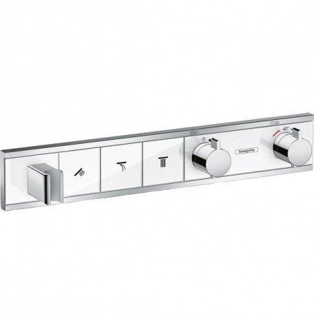 Hansgrohe RainSelect termostatická sprchová batéria pre 3 spotrebiče s držiakom k telesu pod omietku, biela/chróm, 15356400