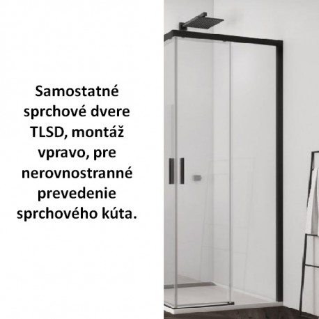 SANSWISS TOP-LINE S Black 120 cm sprchové dvere 2-dielne pravé, pre rohový vstup, čierna matná, číre sklo AquaPerle TLSD1200607