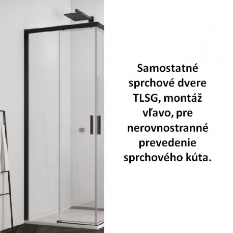 SANSWISS TOP-LINE S sprchové dvere 90 2-dielne ľavé, pre rohový vstup, čierna matná, číre sklo s AquaPerle TLSG0900607