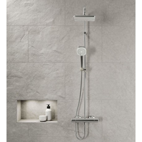 Hansa MICRA Style sprchový systém s hlavovou sprchou s termostatom na stenu s 3-prúdovou ručnou sprchou, chróm 44350230