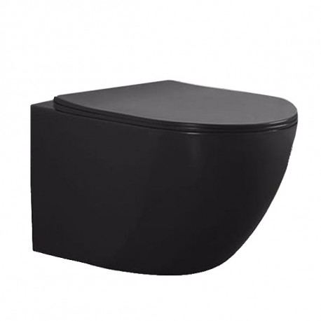 LAVITA SINTO BLACK set 2v1 závesná WC misa Rim+  +  WC sedátko Slim so SoftClose čierna matná, SINTOBLACK
