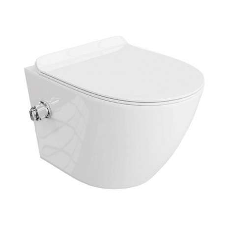 misa WC závesná SALTO Rim+ 37 x 49 cm s funkciou bidetu + sedátko WC Slim so SoftClose biela LaVITA
